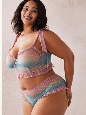 Torrid mesh ruffle Set NWT Bralette size 4, Panties size 3